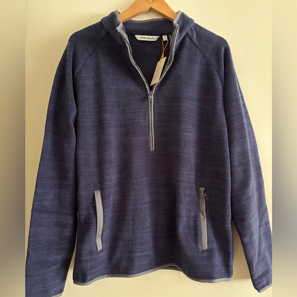 Peter Millar Men's Navy Zip-Up Crown Sport Fleece Sweater